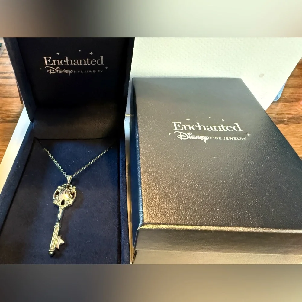 Disney Enchanted Fine Jewelry Castle Key Necklace-sterling silver, diamond - Picture 5 of 10